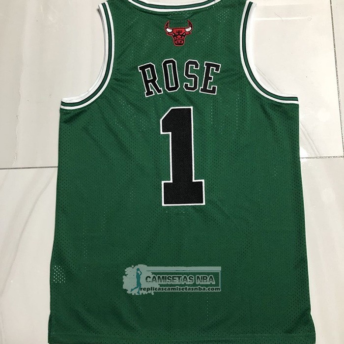 Camiseta Chicago Bulls Derrick Rose NO 1 Mitchel & Ness 2008-09 Verde